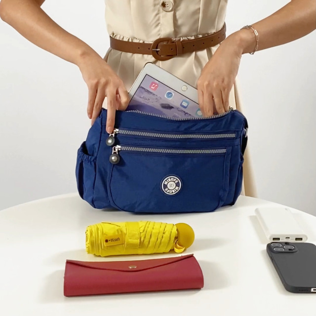 Women's Lightweight Nylon Crossbody Bag - Multiple Pockets, Water-Resistant, Adjustable Strap - View #2