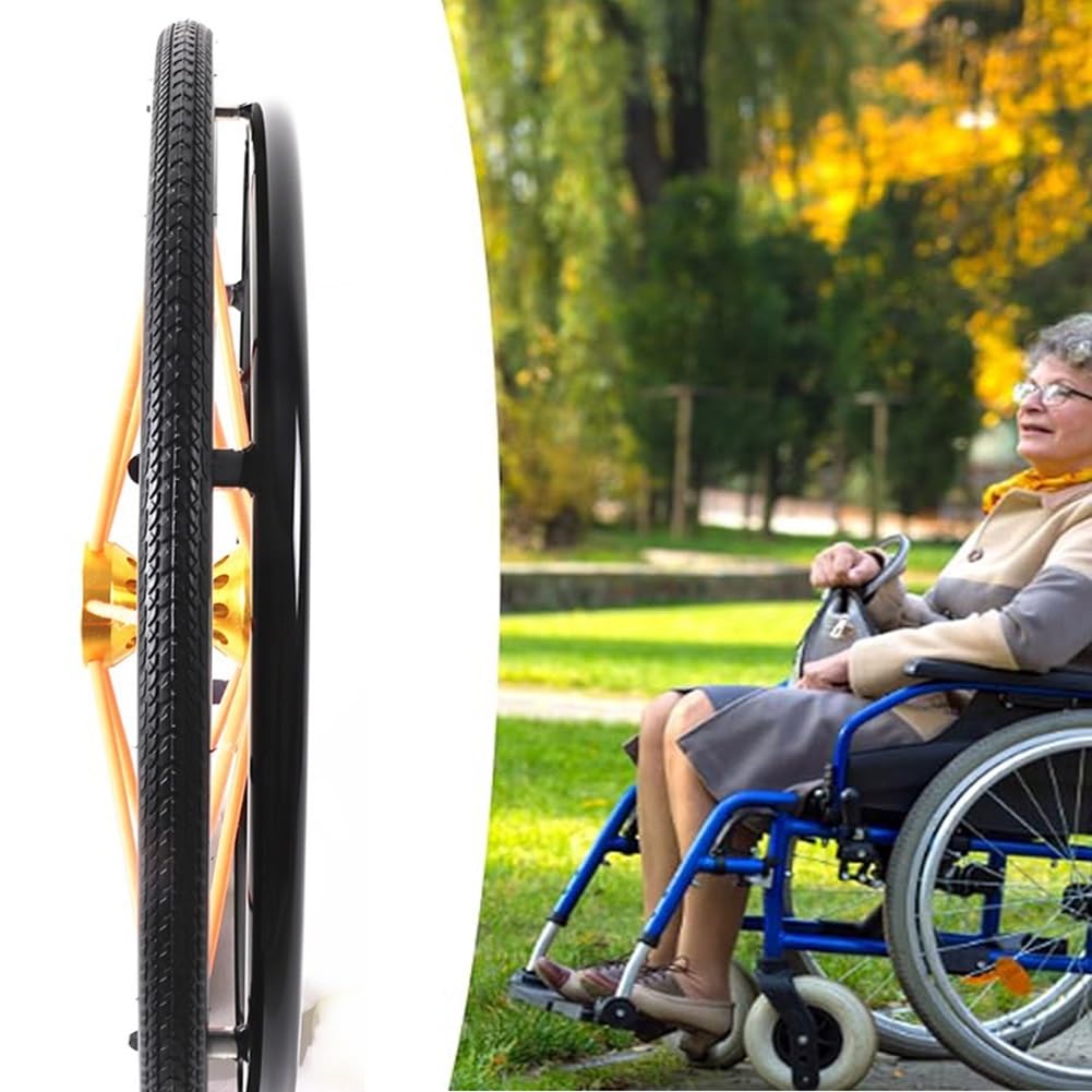 24-Calowe Tylne Koło Zamienne do Wózka Inwalidzkiego, 24x1 Opona Pneumatyczna, Lożysko: 12 mm