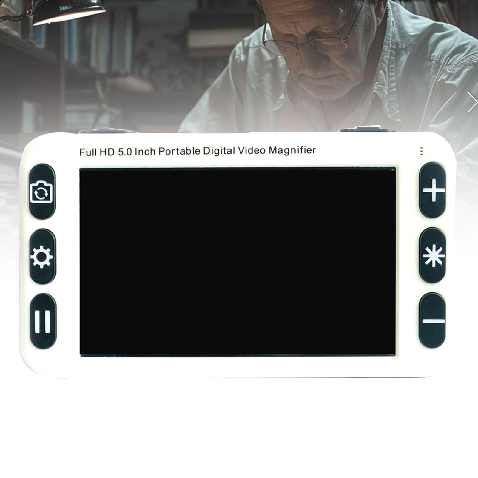 Ręczna przenośna cyfrowa lupa do czytania,elektroniczne pomoce do czytania z 5-calowym ekranem LCD,pomoce dla osób niedowidzących zapewniają czytanie dla osób niedowidzących(White)