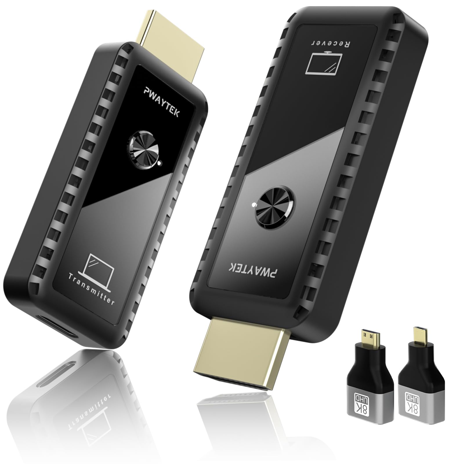 Wireless HDMI Transmitter and Receiver with Adapter, Wireless HDMI Extender 1080P Wireless Kit, Plug & Play, Support 5G/2.4G for Streaming Video and Audio to Monitor from Laptop/Tv Box/PC