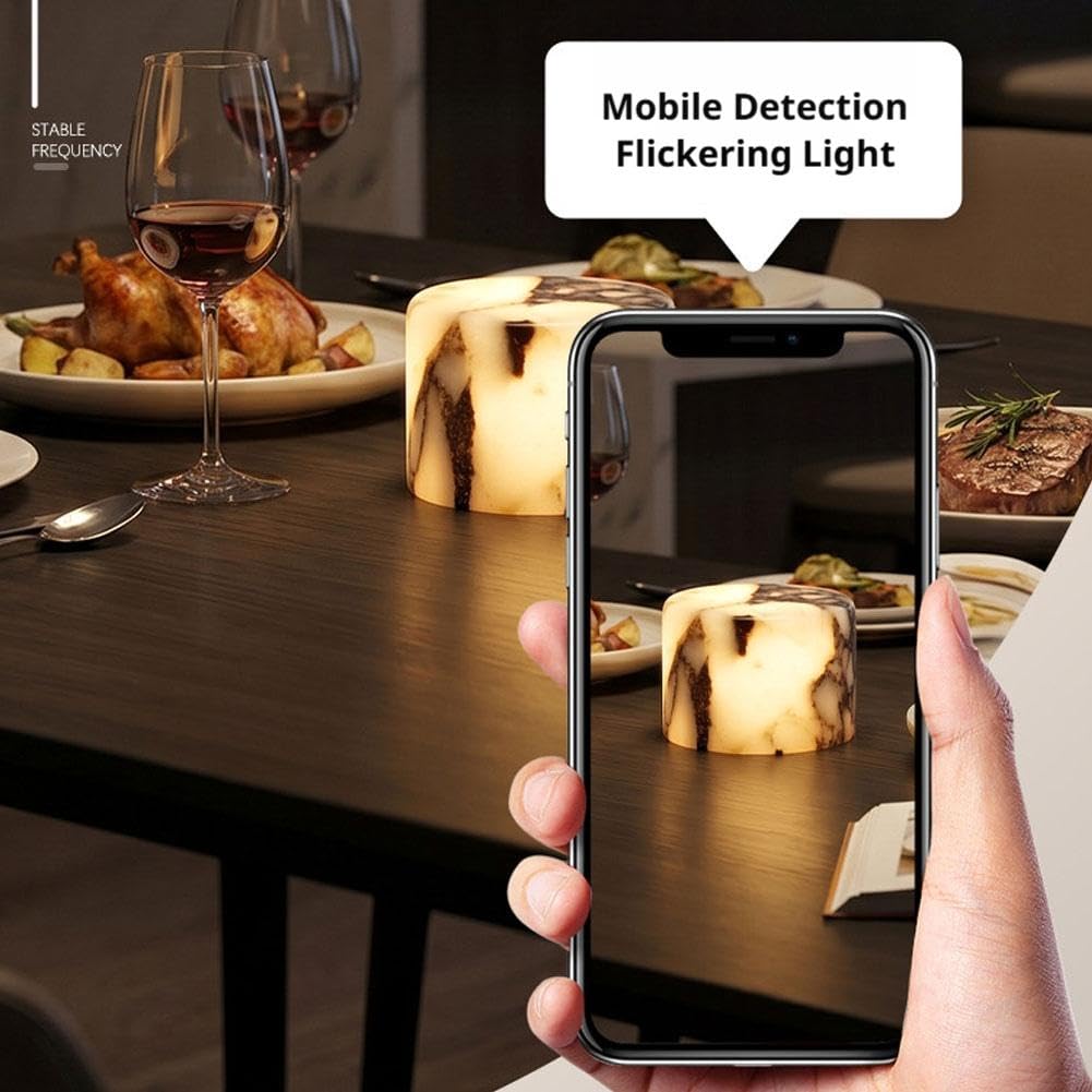 Veilleuse Rechargeable en marbre, Lampe de Table en Pierre à intensité Variable Tactile avec Port USB-C