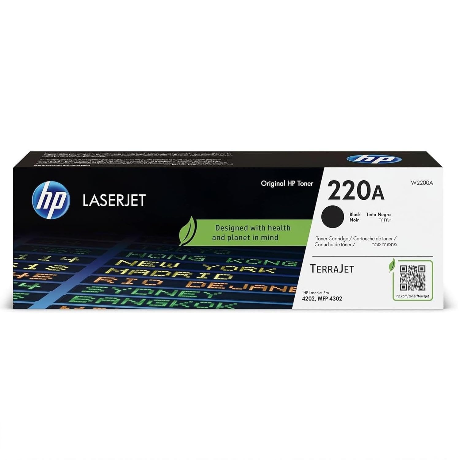 HP 220A W2200A, Cartuccia Toner Originale 2000 Pagine, Compatibile con le Stampanti LaserJet Pro M4202, MFP 4302, Nero