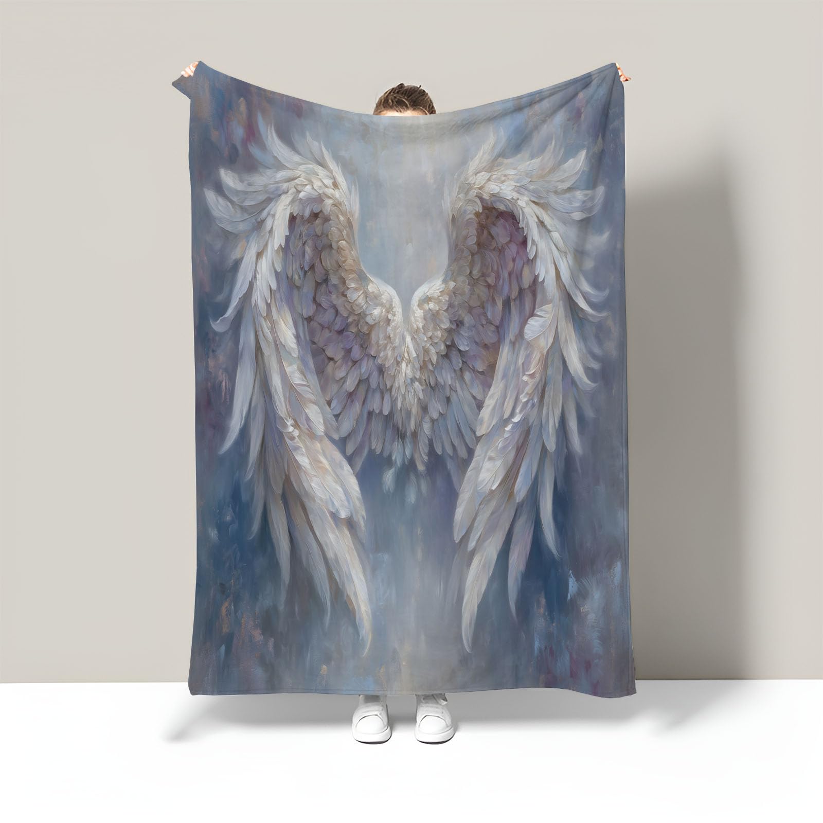Couverture en polaire douce ailes fantastiques gris foncé 130x150cm