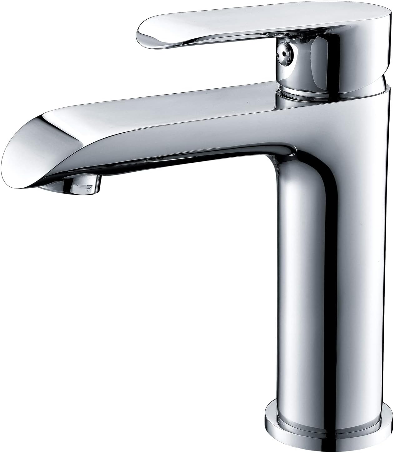 fashionhomeFashion Home Single Handle Basin Mixer Tap with Cylindrical Body,Chrome Domestic Bathroom Sink Faucet,1 Hole Deck Mount Vessel Washbsin Mixer Tap
