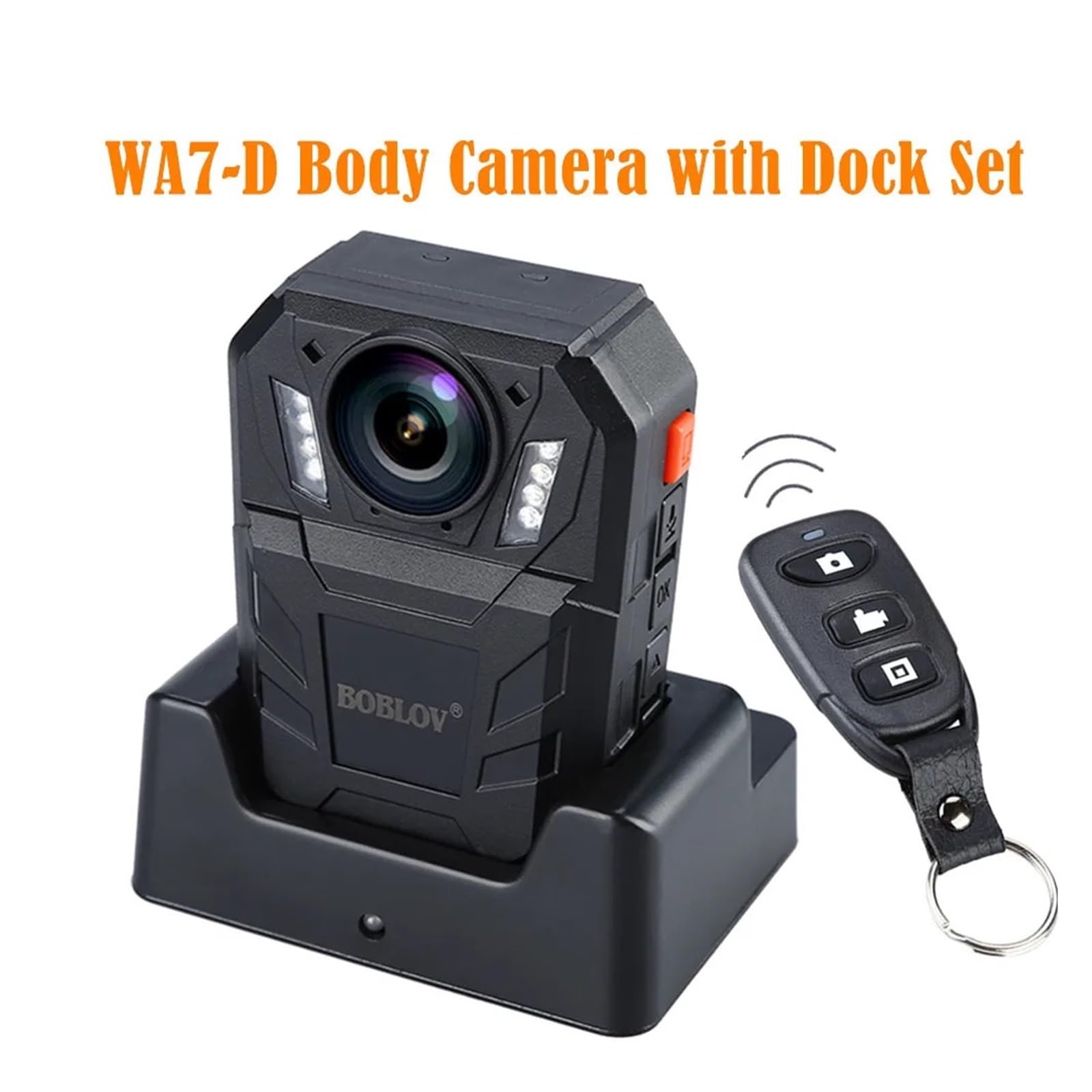 Camara Corporal, WA7-D Mini cámara de policía desgastada por el Cuerpo HD 1296P cámara portátil grabadora de vídeo DVR cámara de policía de Control Remoto con Base de Carga(32GB Without GPS)