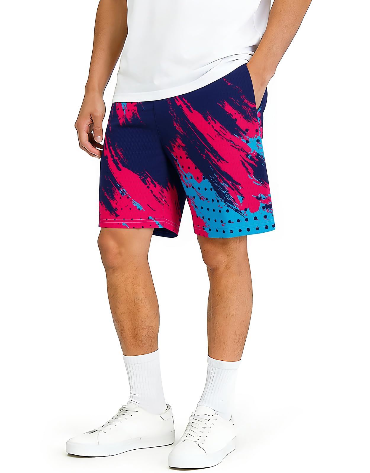Cozople Mens Mesh Athletic Gym Shorts Graphic Quick Dry Workout Shorts for Basketball Running