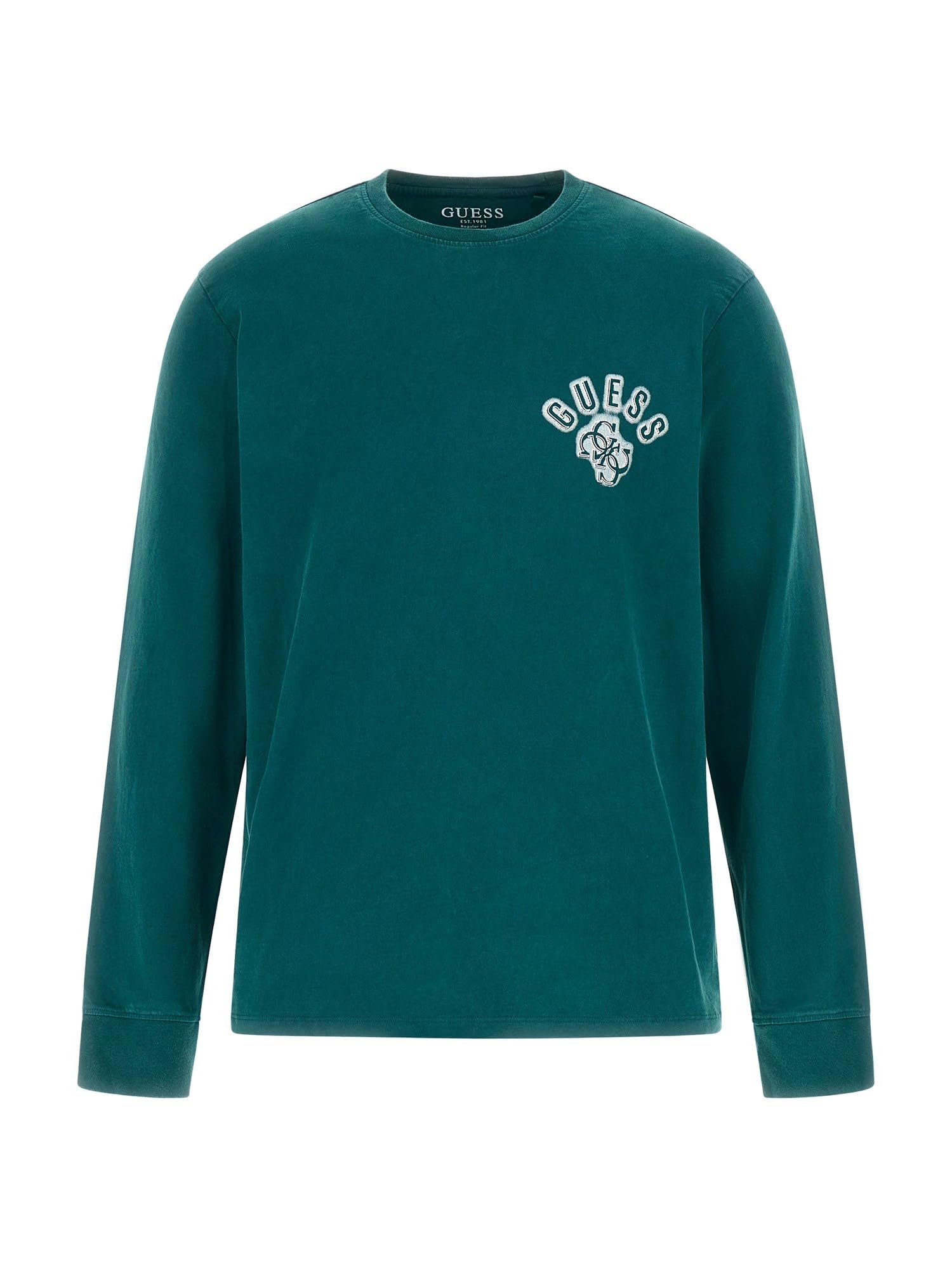 GUESS Men's Eco Long-Sleeve Neon Logo Tee