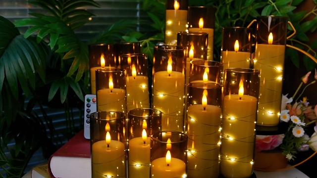 Image of YOROXRG 24 Pack Halloween Decoration Flickering Flameless Candles, Battery Operated LED Candles for New Year, Home Decor, Parties, Wedding,Christmas(D2.2 x H 5 inch 6 inch 7 inch) Grey