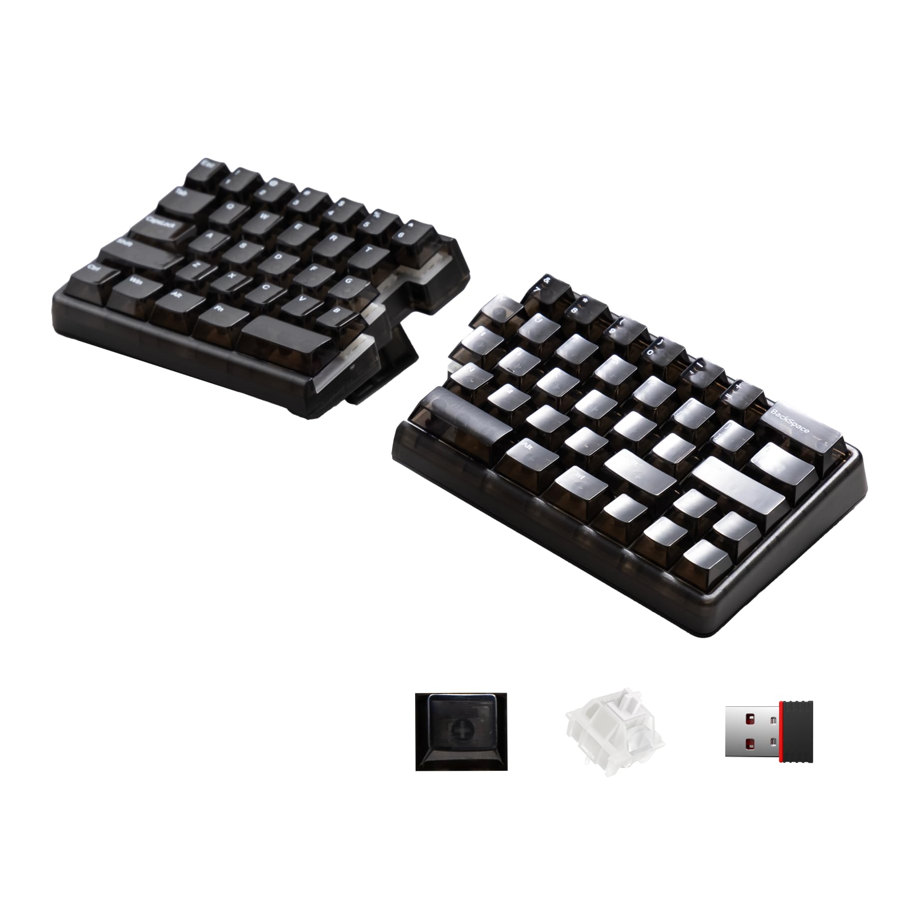 Photo 1 of NocFree Lite Wireless Split Keyboard Mechanical - Linear Switches, RGB, Foam, Hot Swappable, Compact 60% Layout, PBT Keycaps Programmable for Mac & Windows Black