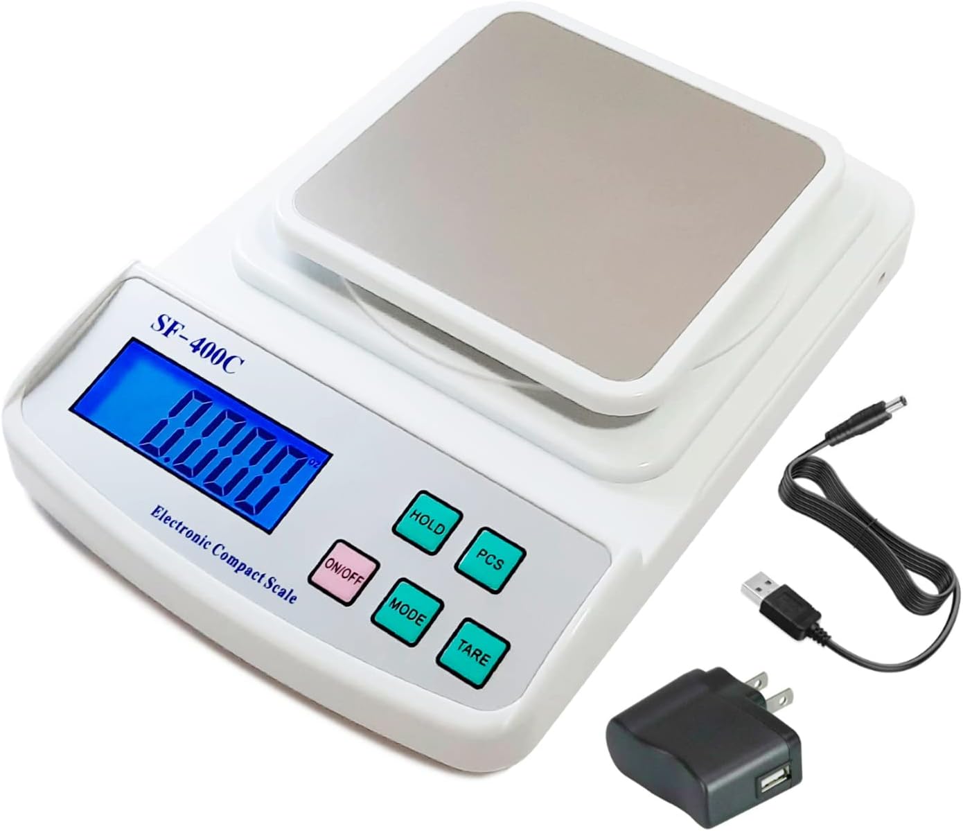 Eosphorus Digital Analytical LCD Scale 600g x 0.01g for Science Lab School Laboratory - Food Kitchen Scale Accurate Weighing Gram and Ounce - USB Charger and AC/DC Adapter Included