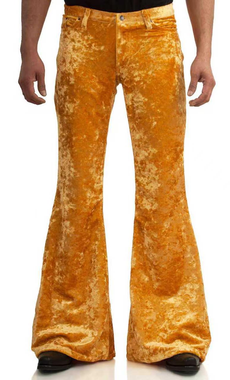 EVEDESIGN Mens Bell Bottom Velvet Pants