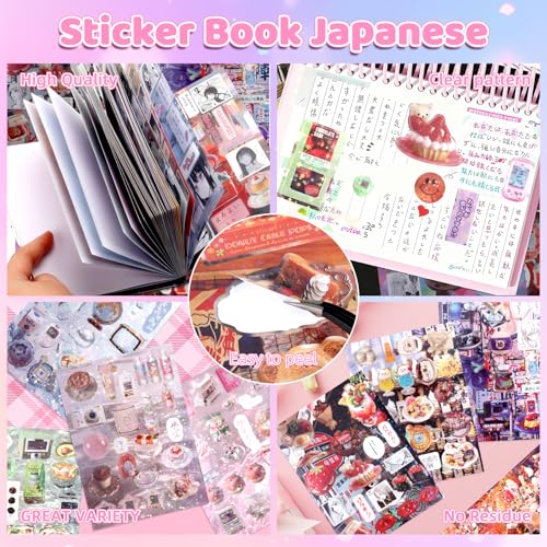 Image of 800Pcs Cute Scrapbook Stickers Travel Japanese Sticker Book for Adult Kawaii Korean Stickers for Journaling Heisei Retro Aesthetic Sticker Manga Style Decor for DIY Crafts Junk Journal Gifts Subway