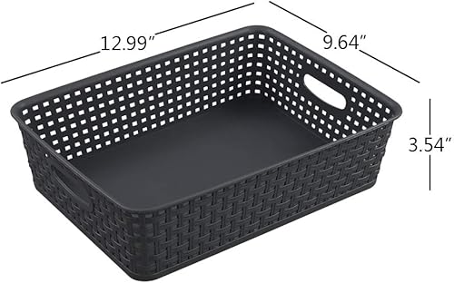 Miniatura 2 de CadineUS Cesta de bandeja de papel de oficina, cesta de almacenamiento poco profunda de plástico, juego de 4, gris