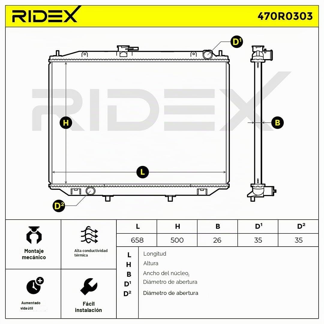RIDEX 470R0303 Radiador refrigeración del motor Compatible con NISSAN TERRANO II R20