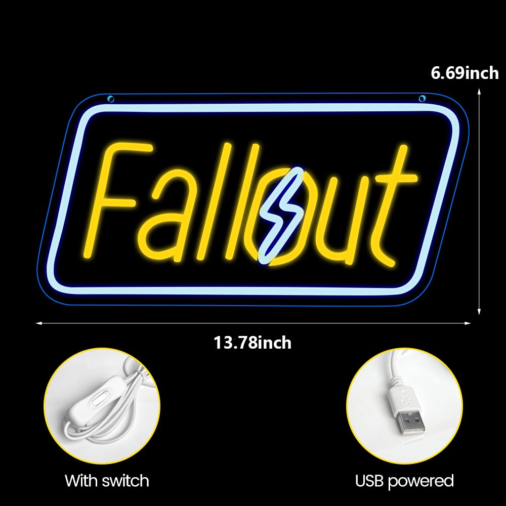 Fallout Neón Juego Neón Decoración De Pared Señal De Led De Fallout Aplicable a Decoración de dormitorio Regalo Para Hombres