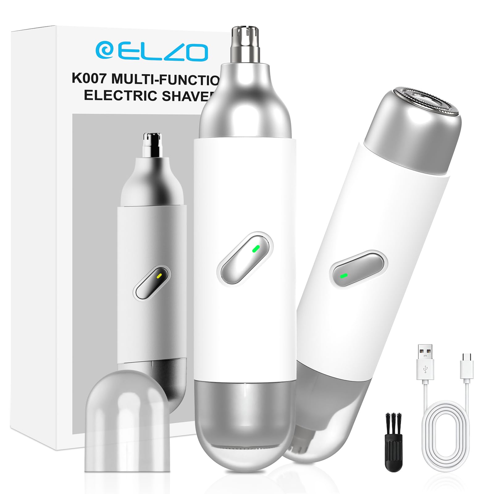 ELZO Nose Hair Trimmer for Women Men 2 in 1 Rechargeable Flawless Facial Hair Removal Nose Ear Hair