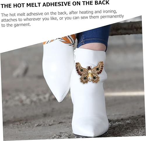 Miniatura 3 de EXCEART 2 parches de apliques de diamantes de imitación en forma de mariposa para decoración de zapatos de sombrero de bricolaje, parches de