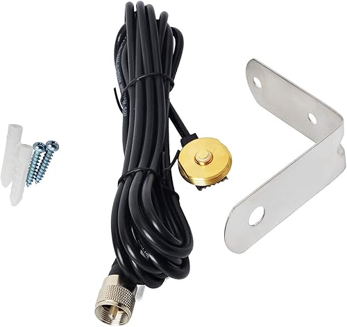 Miniatura 9 de HYS Antenas amateur Antena de doble banda NMO de 20 pulgadas VHF 144/UHF 430MHz NMO L Montaje en forma de L Soporte de antena móvil W/13 pies RG58