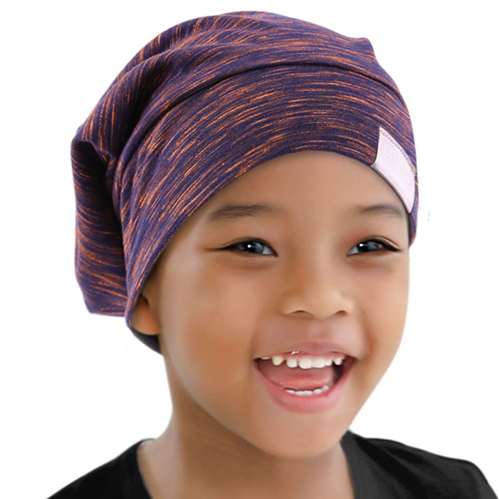 ELIHAIR Kids Beanie Sleep Hats Bonnet for Night Sleeping Cap Silky Lined Satin Bonnet with Adjustable Elastic Band for Teens Toddler Child Natural