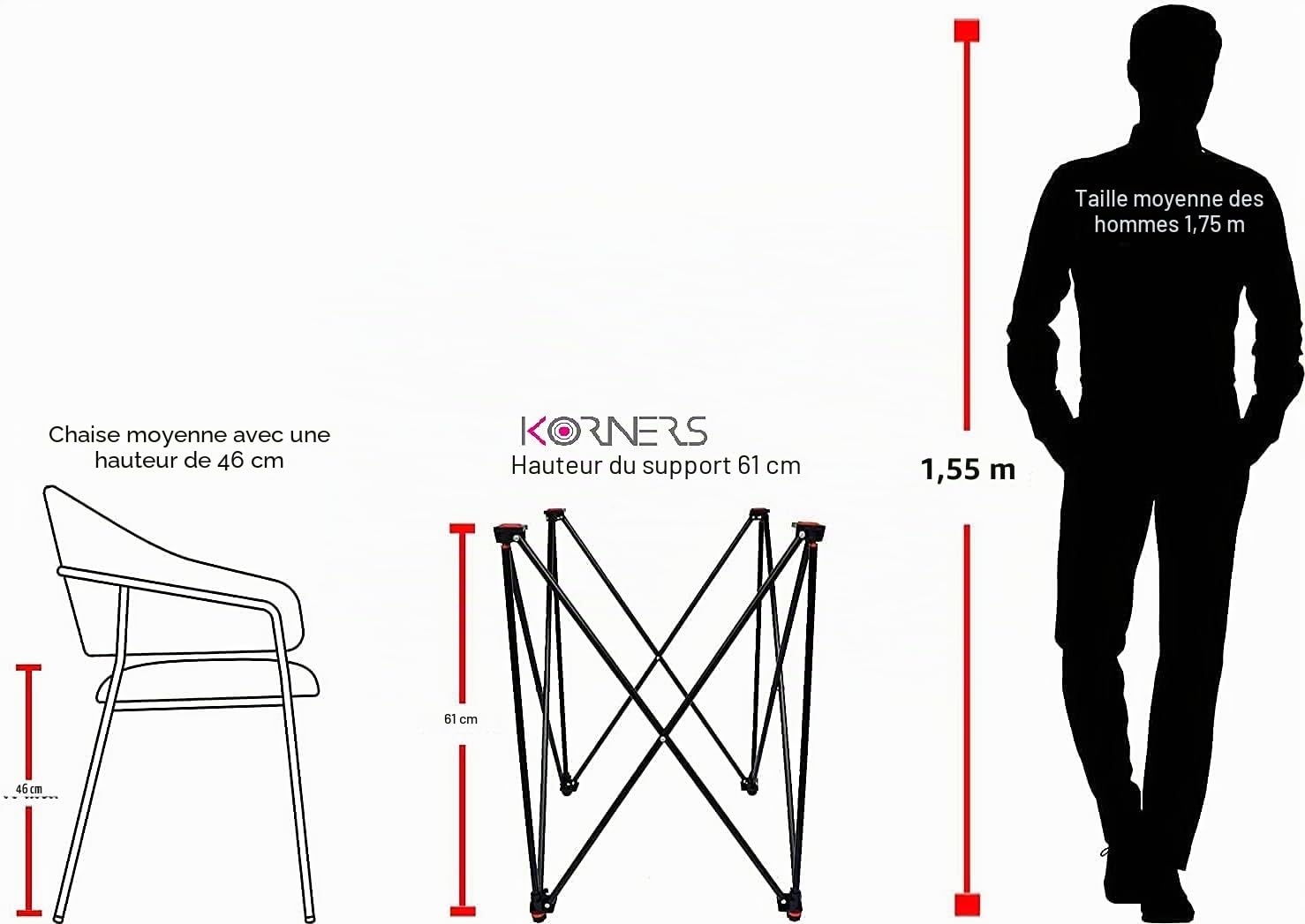 KORNERS Support de planche de carrom pliable et réglable en hauteur professionnelle facile à plier hydraulique de qualité supérieure pour carambole