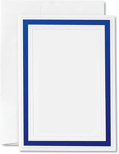 Miniatura 8 de PaperDirect Invitaciones planas blancas en relieve prístinas con borde de lámina plateada, 28 unidades