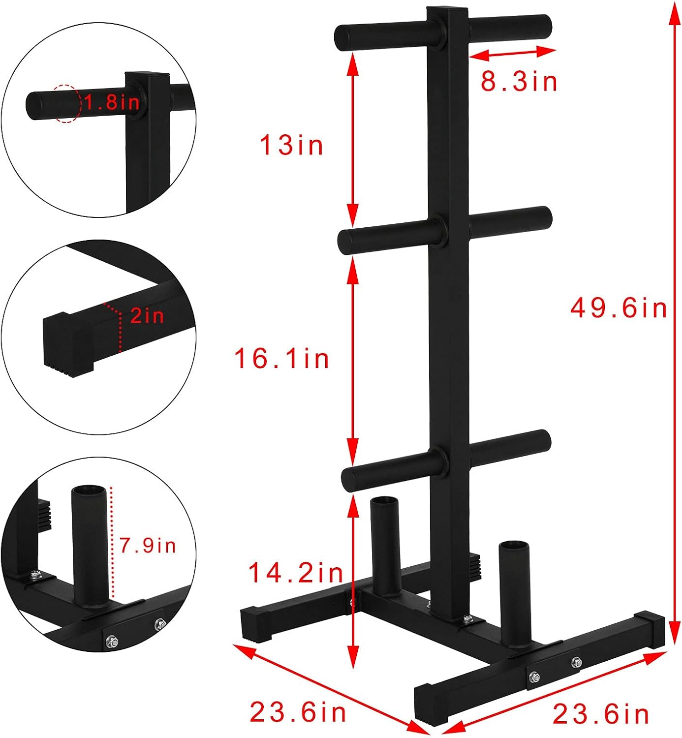 Dumbbell Plate Trees Racks 2in Olympic Plate Storage Steel Racks Strength Training Weight Plate Stand for Lifting Equipment Home Gym Max 400lbs : Sports & Outdoors