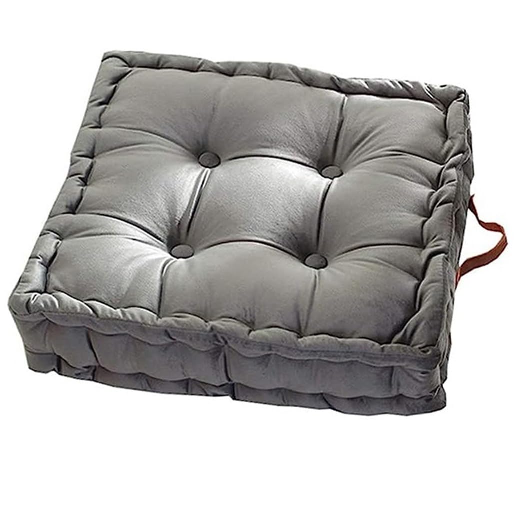 Meubletmoi Coussin De Sol Carré 50 X 50 Cm Capitonnés Et Matelassé Avec Poignée En Coton Bleu