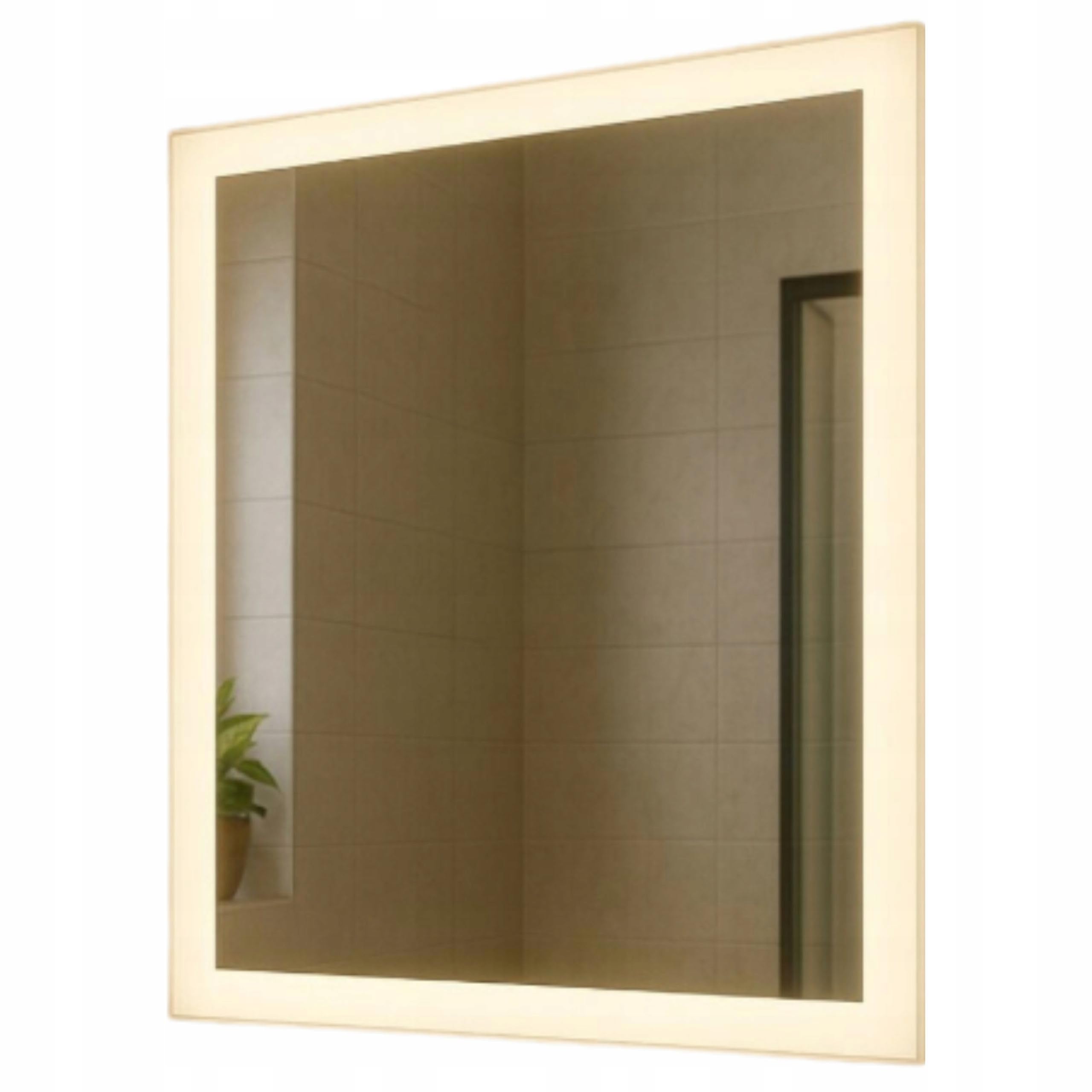 Agritrade AK LED Bathroom Mirror 80x80 cm, Backlit Illuminated Frameless Wall Mounted, 4000K Neutral White, Wall Switch Operated - TAURUS