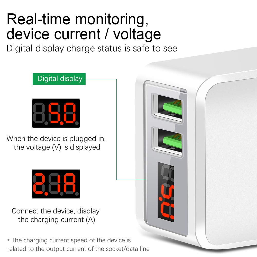 Ivon Quick Charger Adapter With Digital Display Dual Usb Port