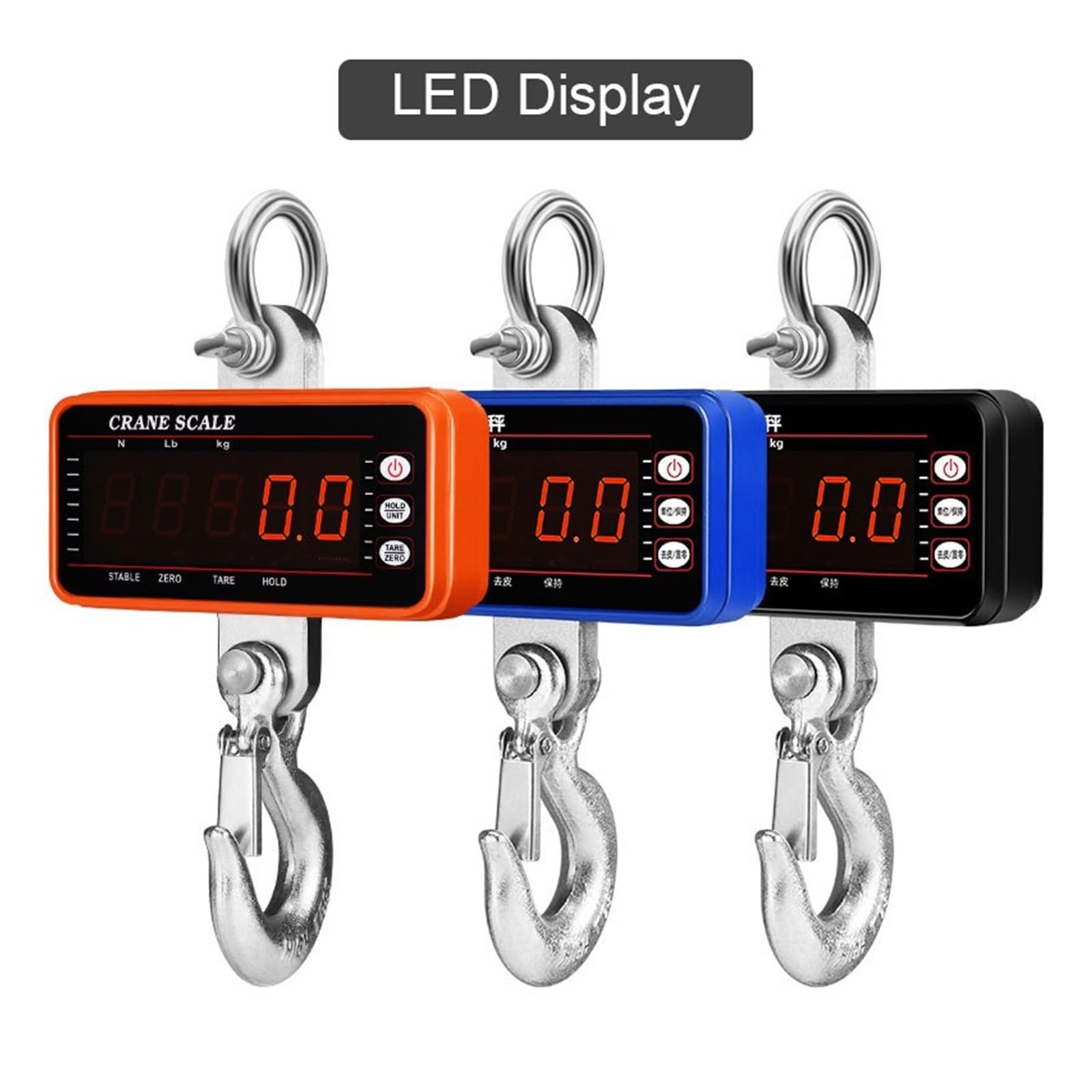 Báscula de grúa digital Báscula de grúa de alta precisión de 1500KG/500g, báscula de pesaje Digital con pantalla LCD/LED con Control remoto, báscula colgante Industrial(Orange LED Display)