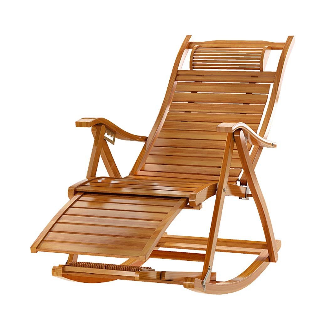Chaise à bascule pliante en bambou avec masseur de pieds intégré pour balcon et terrasse