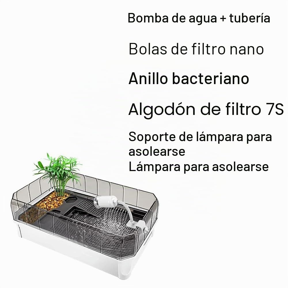 Acuario Con Tanque Para Tortugas, Tanque Para Tortugas Extra Grande Con Terraza, 5 Áreas/filtro De Algodón/plantas De Plataforma, Fácil De Cambiar El Agua Y Limpiar, Para Tomar El Sol, Alimentarse