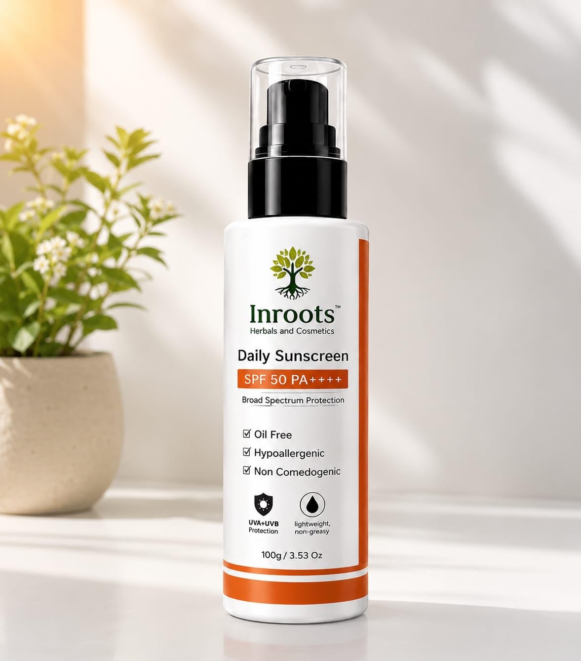 Inroots Herbals Daily Sunscreen Lotion SPF 50 PA++++, 100g | Lightweight, oil-free formula with no white cast for comfortable daily use-image-18