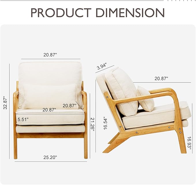Sillón Lounge Beige Madera Sólida Cojín Suave miniatura 2