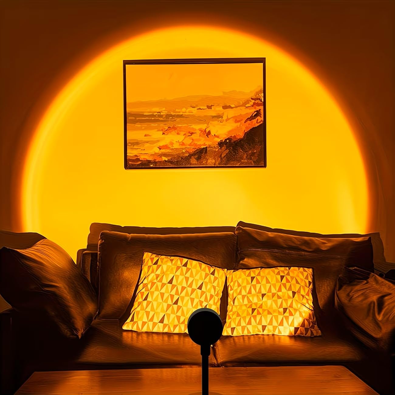 Perkin Sunset Lamp Table Lamp with Sunset Projection, Remote Control, USB Powered, 16 Color Modes, 9cm Height