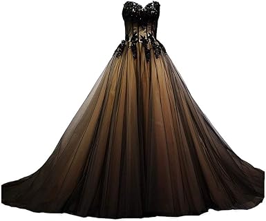 Small Ella Vestido de Novia gótico de Tul Negro con Encaje Dorado - - 44:  Amazon.es: Ropa