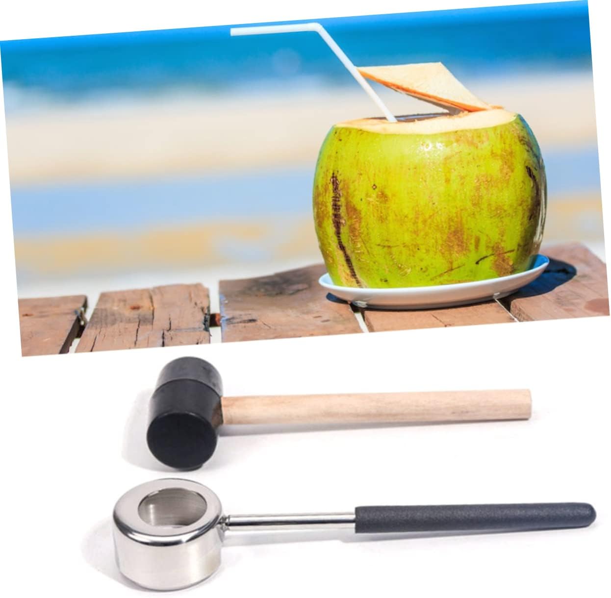 Garneck Coconut Opener Tool Commercial Coconut Opener Stainless Steel Tool Hole