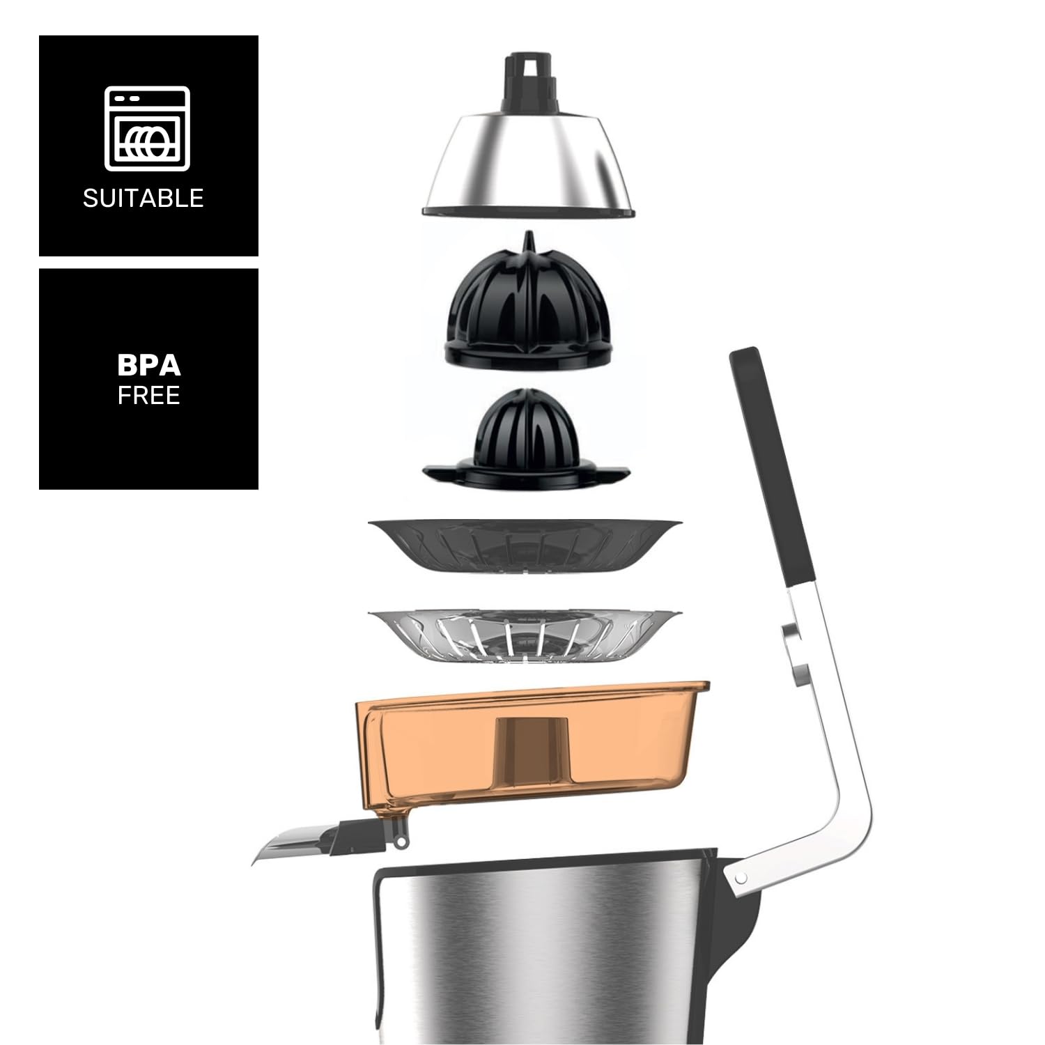Taurus - Easy Press 1000 Legend | Spremiagrumi Elettrico a Leva | 1000W | Motore AC Professionale | Coni per Agrumi | Filtro Polpa Regolabile | Facile Pulizia | Senza BPA | Versamento Continuo.