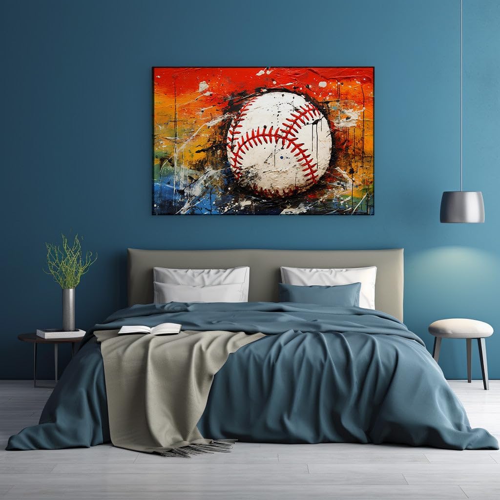 Canvas for Living room. Dominant Sphere of Play: The Vivid Essence of Baseball on Canvas, 27 x 18 inch Canvas Wall Art - Expressive Advocacy - Modern Home Decor