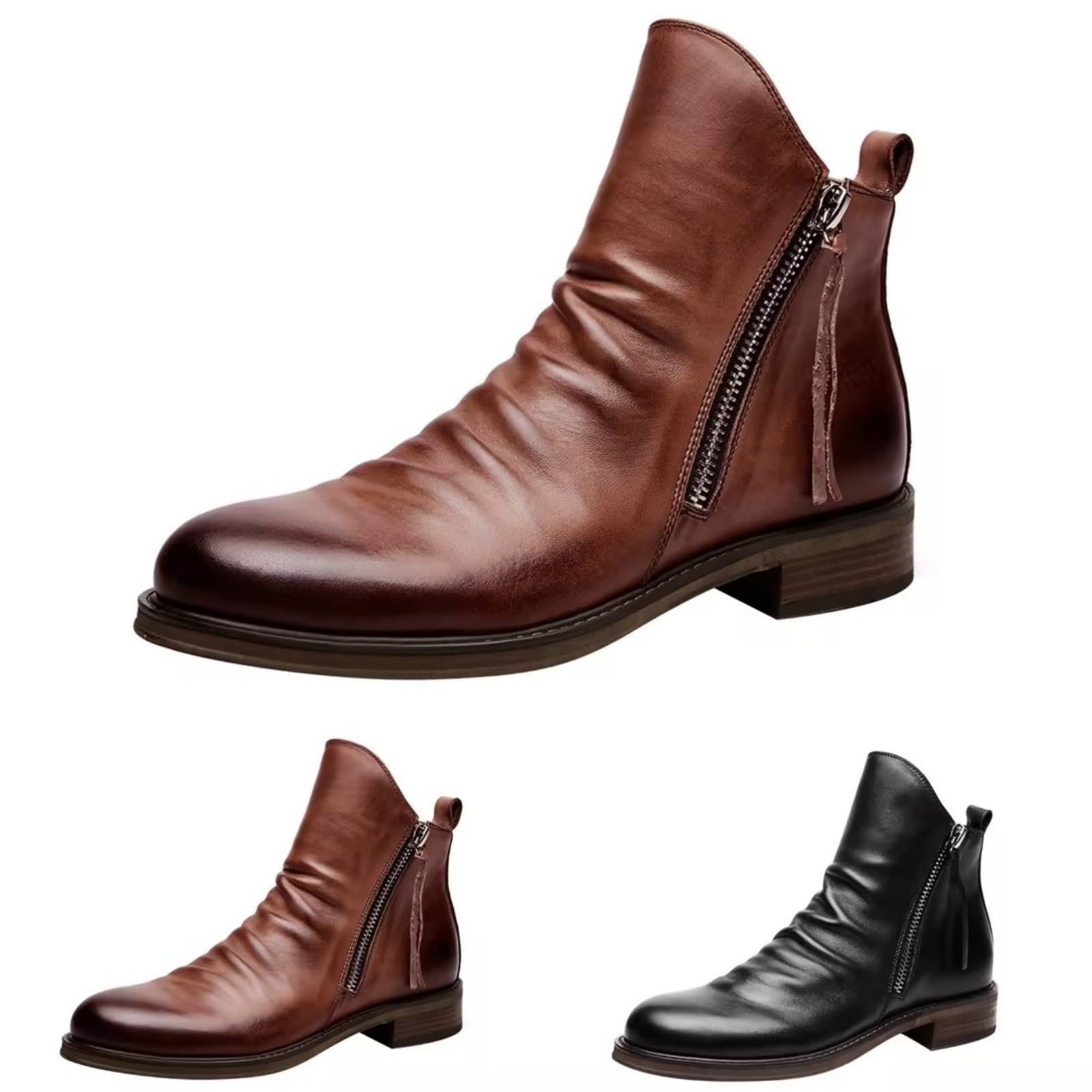 Chelsea Stivali da uomo in pelle, scarpe da uomo in pelle, stivaletto, scarpe da uomo, città rialzata, stivali da moto, pelle vintage, suola morbida antiscivolo, scarpe chic per uso quotidiano