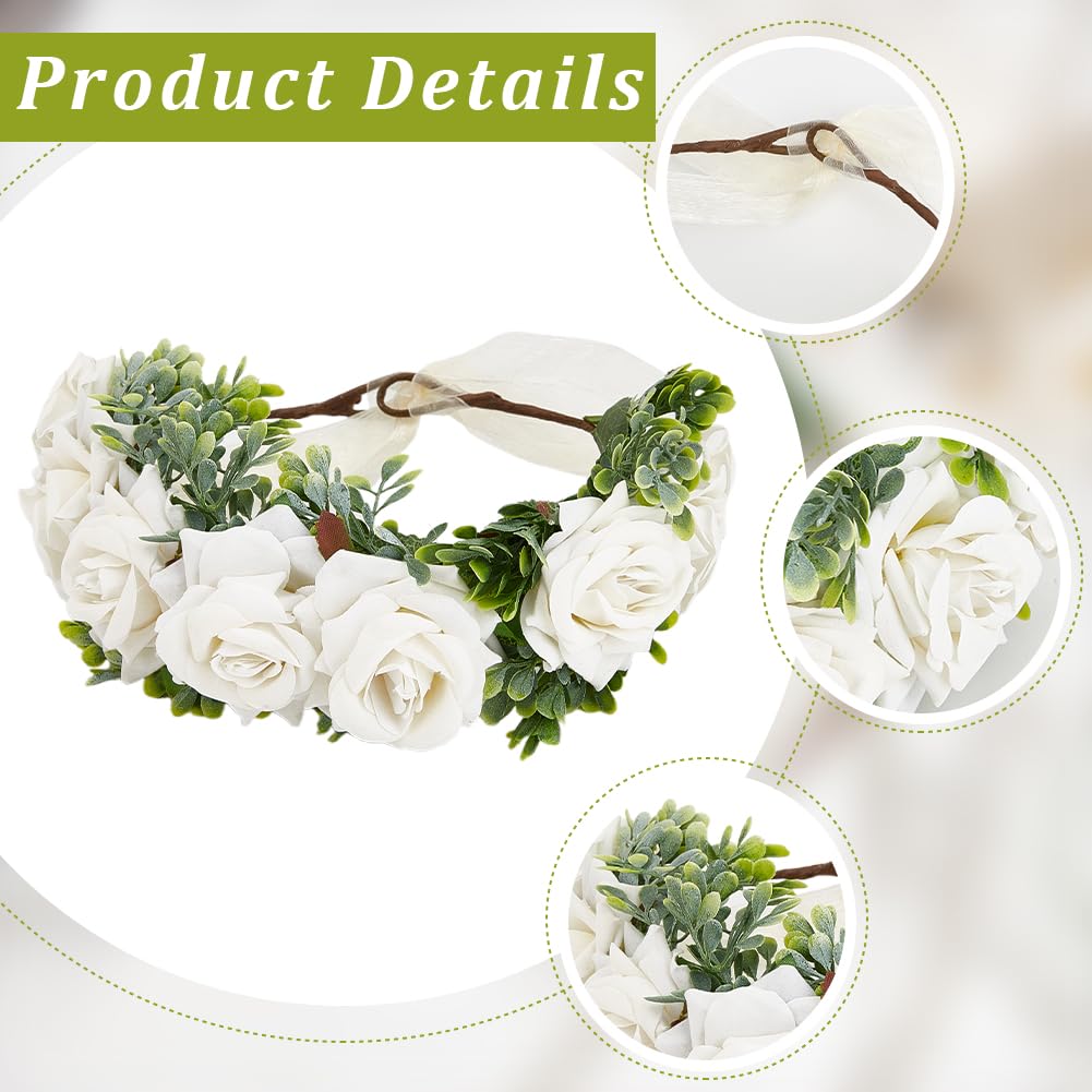 GORGECRAFT Collare per Cani con Fiori Regolabile Corona di Fiori Bianca per Matrimonio Festa