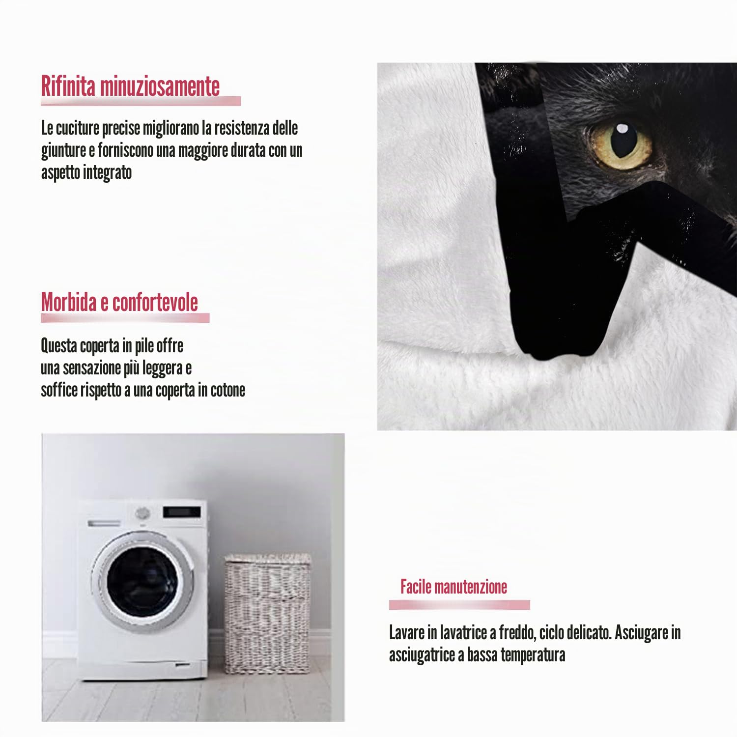 YISUMEI Coperta 150x200 cm Kuscheldecken Morbida Flanella Morbida Coperta in Pile Copriletto Gatto Nero