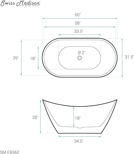 Vista 19 de Swiss Madison SM-FB572 Ivy 67" Bañera ovalada