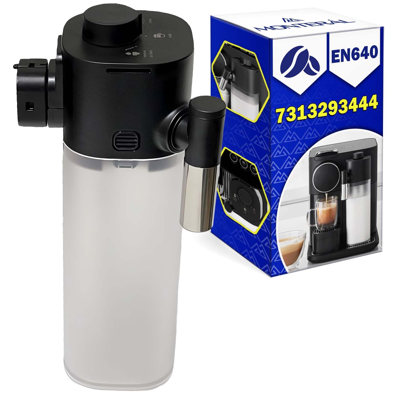 Pojemnik na mleko do ekspresu do kawy na kapsułki z oryginalnym kodem 7313293444 dla Delonghi dla Nespresso Gran Lattissima EN 640.B EN 640B - 10 lat - MONTERAL