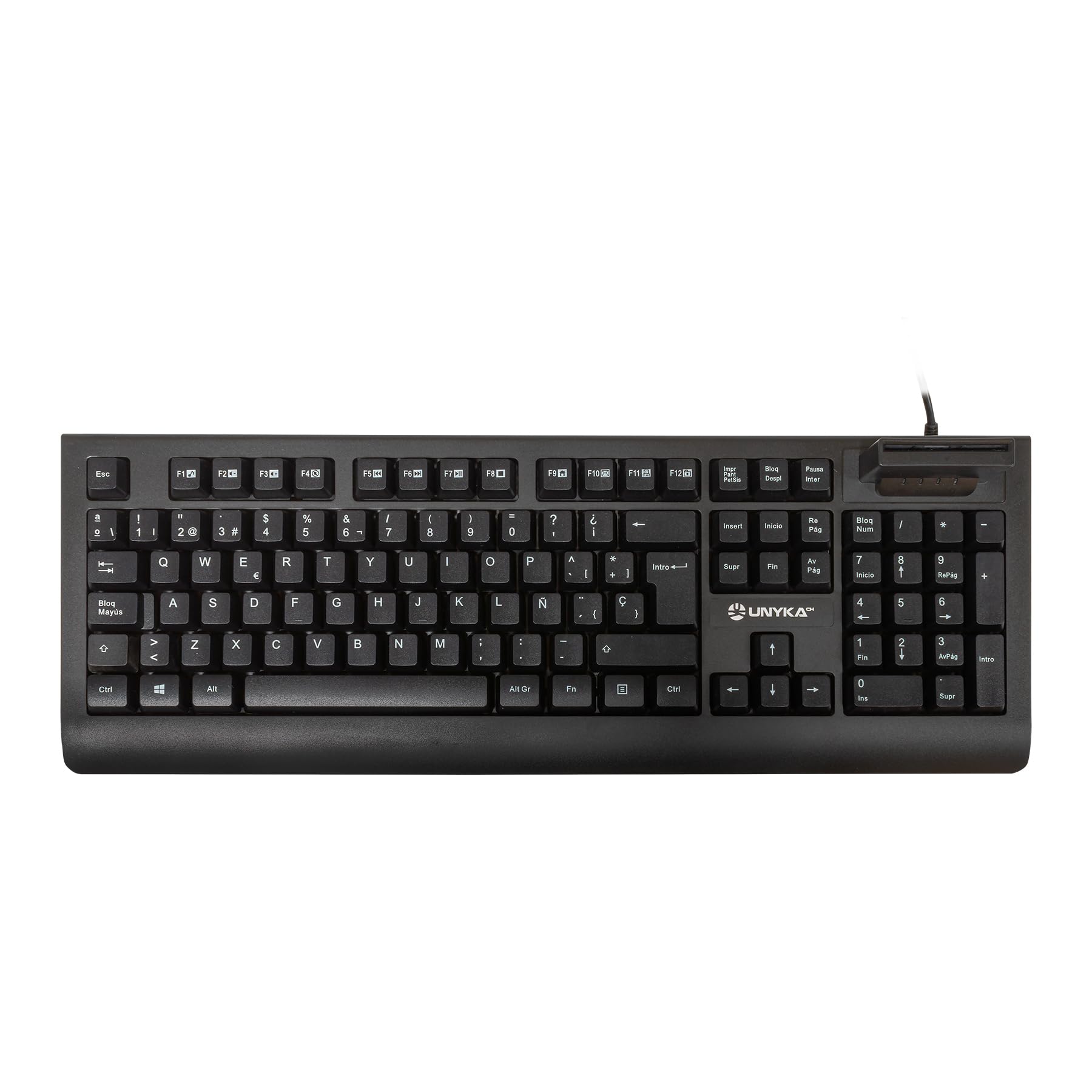 Unykach KB918 SmartCard DNIe ES – Teclado con Lector de Tarjetas Inteligentes Español | Ideal para Uso Profesional y Seguridad Digital | QWERTY | USB Plug & Play