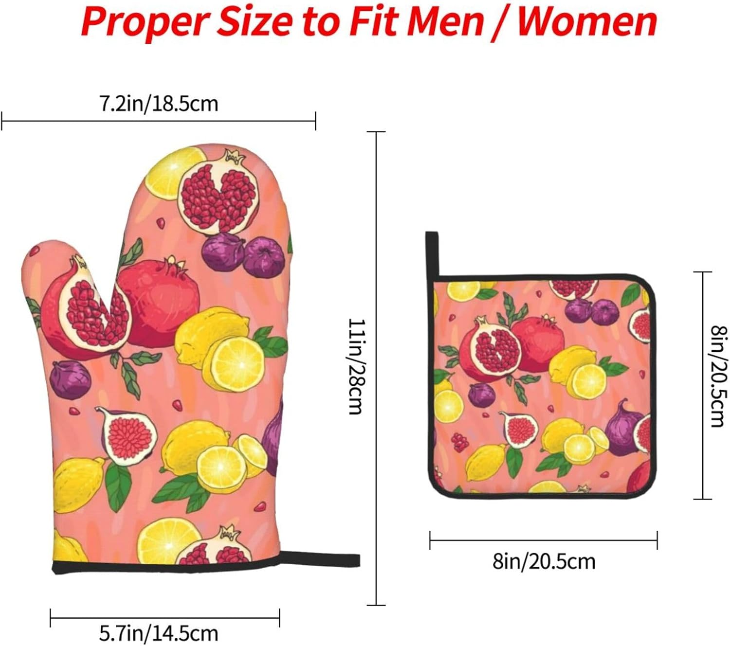Exotic Fruits Print Heat Resistant Microwave Gloves, Used for Baking, Cooking, and Fashion Kitchen Essentials