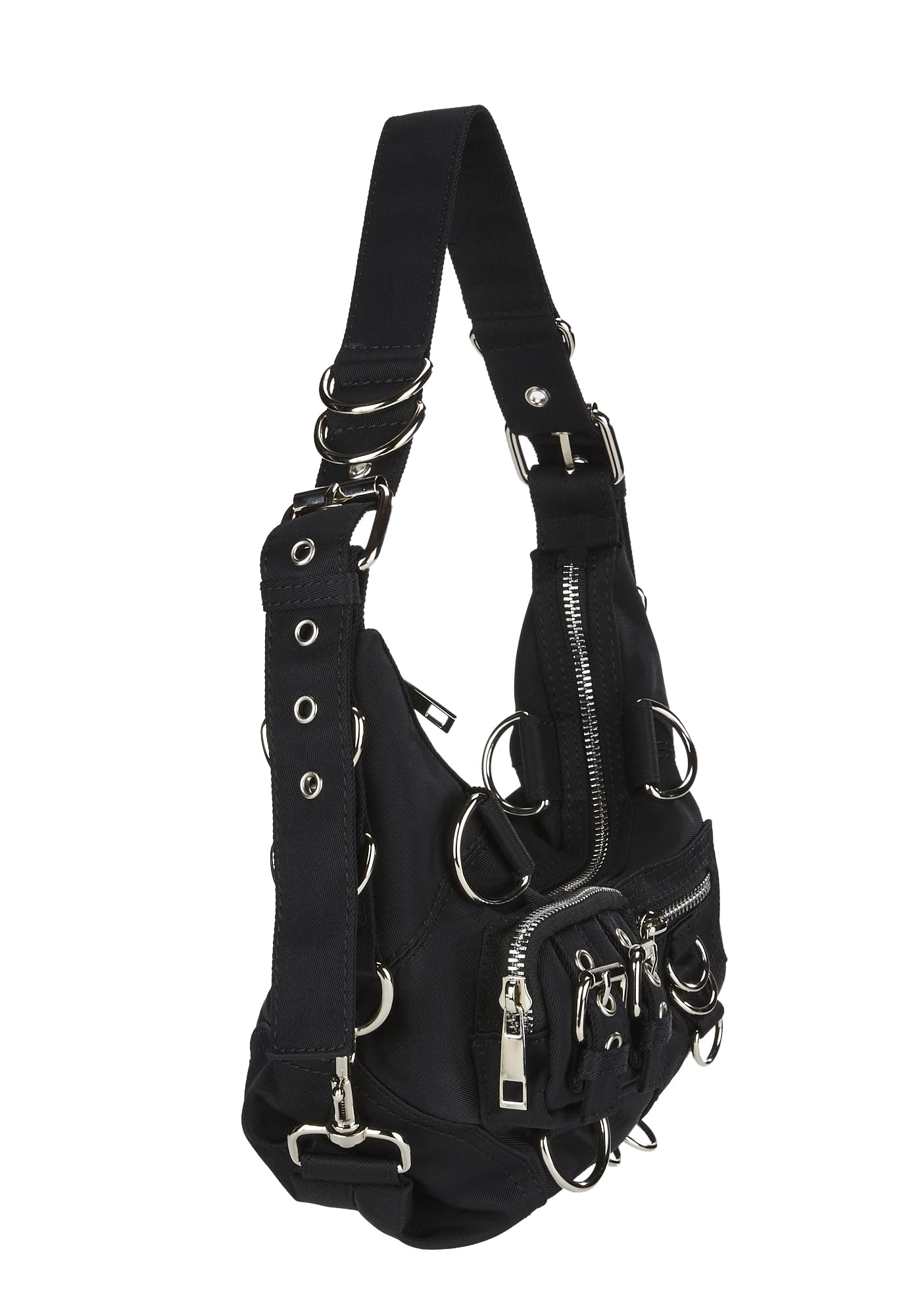 Dolls Kill Personal Anthem Shoulder Bag - Nylon, Adjustable Strap, Cargo Pockets - Black, One Size