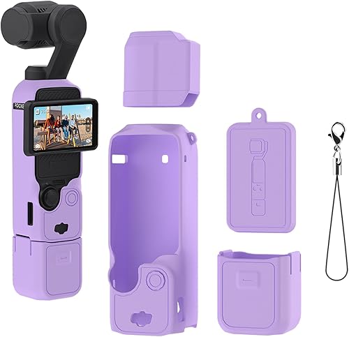 Funda protectora de silicona para DJI Osmo Pocket 3 Funda de silicona Funda protectora Gimbal de mano Accesorios para cámara de acción (morado)