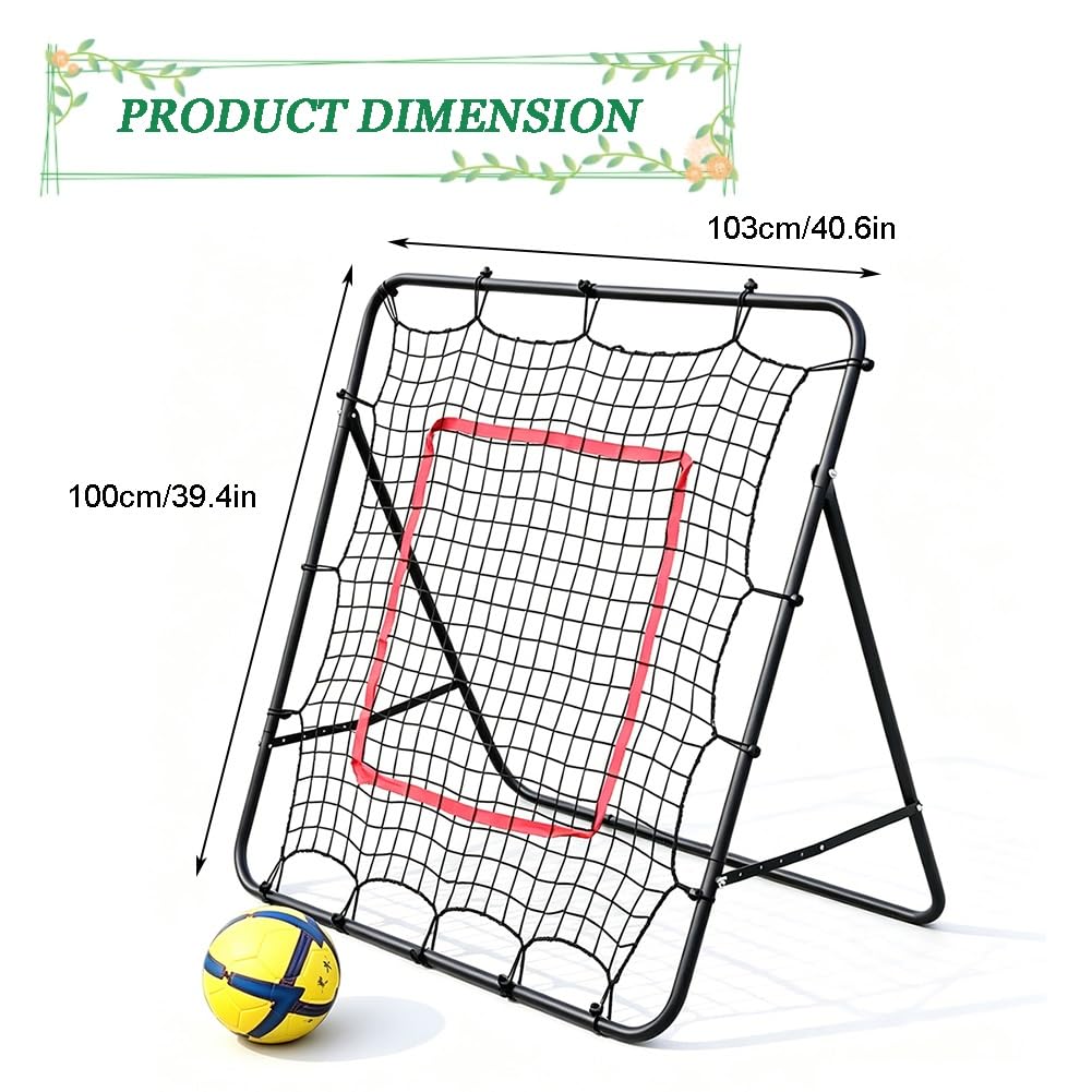 exproyzk Red De Rebote para Fútbol, ​​Entrenador Portátil De Rebote, para Fútbol, ​​Voleibol Y Sóftbol; para Practicar Pases Y Tiros(Black,103x100cm/40.6x39.4in)