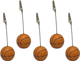 Xiaoyztan Basketball Clip for Table, Place Card Stand Holder, 5 Inch Height Memo Clip, Number Card Holder, Name Card Table Stand Decorations for Home Office Desk Sports Party Wedding Ceremony, 5 Pcs